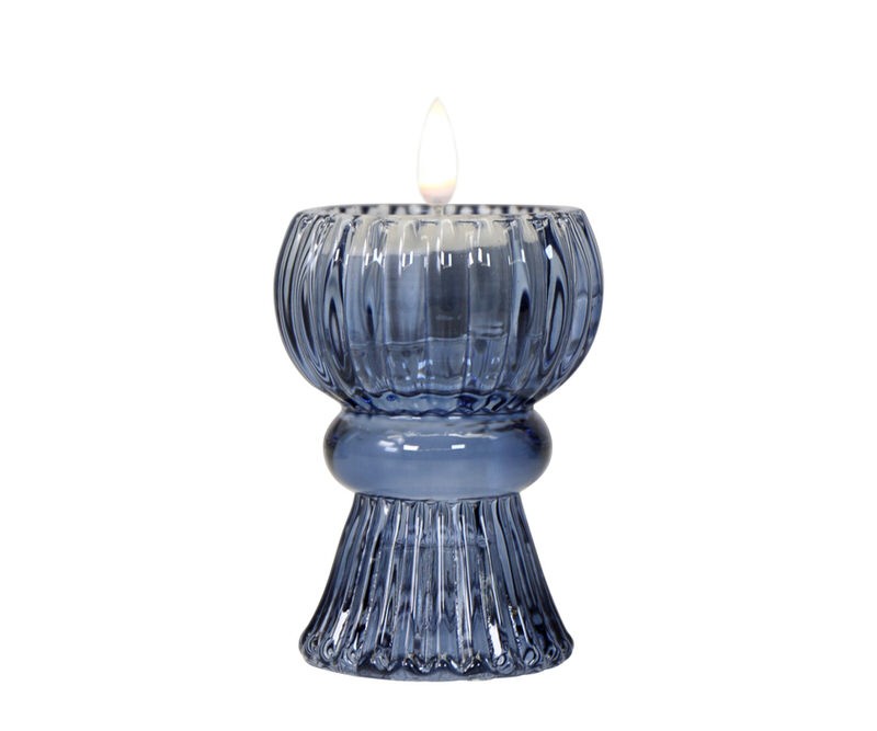 Madison Blue Glass Tealight Candle Holder