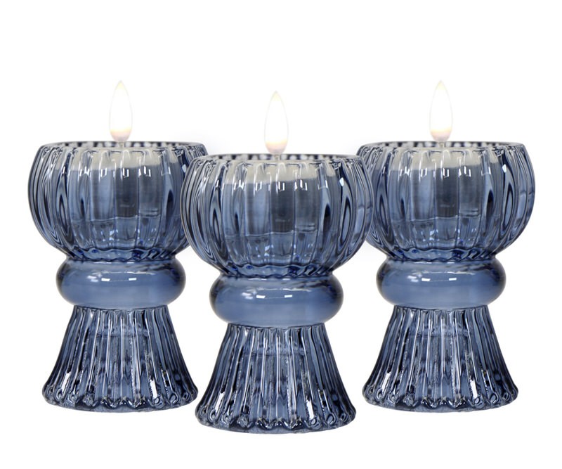 Madison Blue Glass Tealight Candle Holder