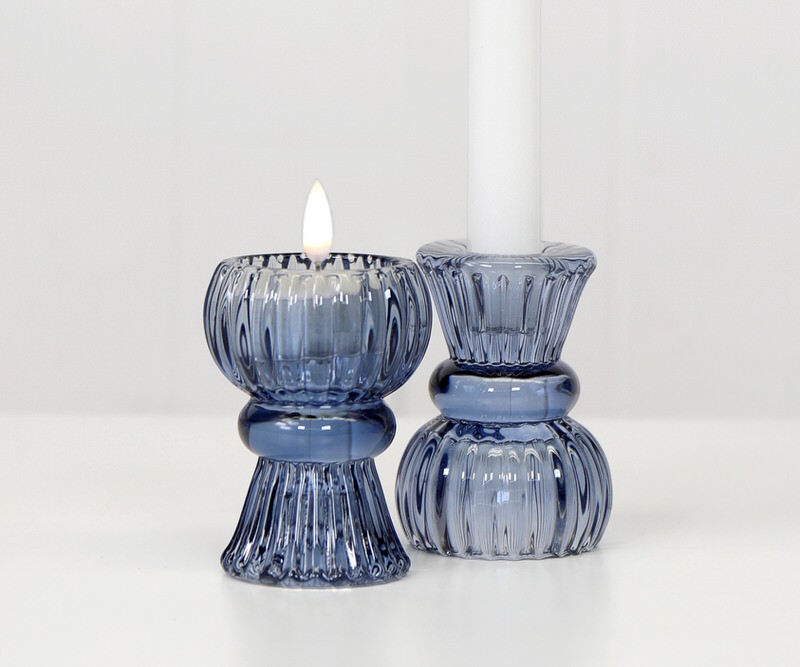 Madison Blue Glass Tealight Candle Holder