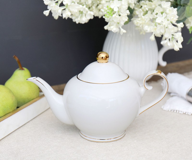 Chatham White & Gold Teapot Clearance Sale at French Knot