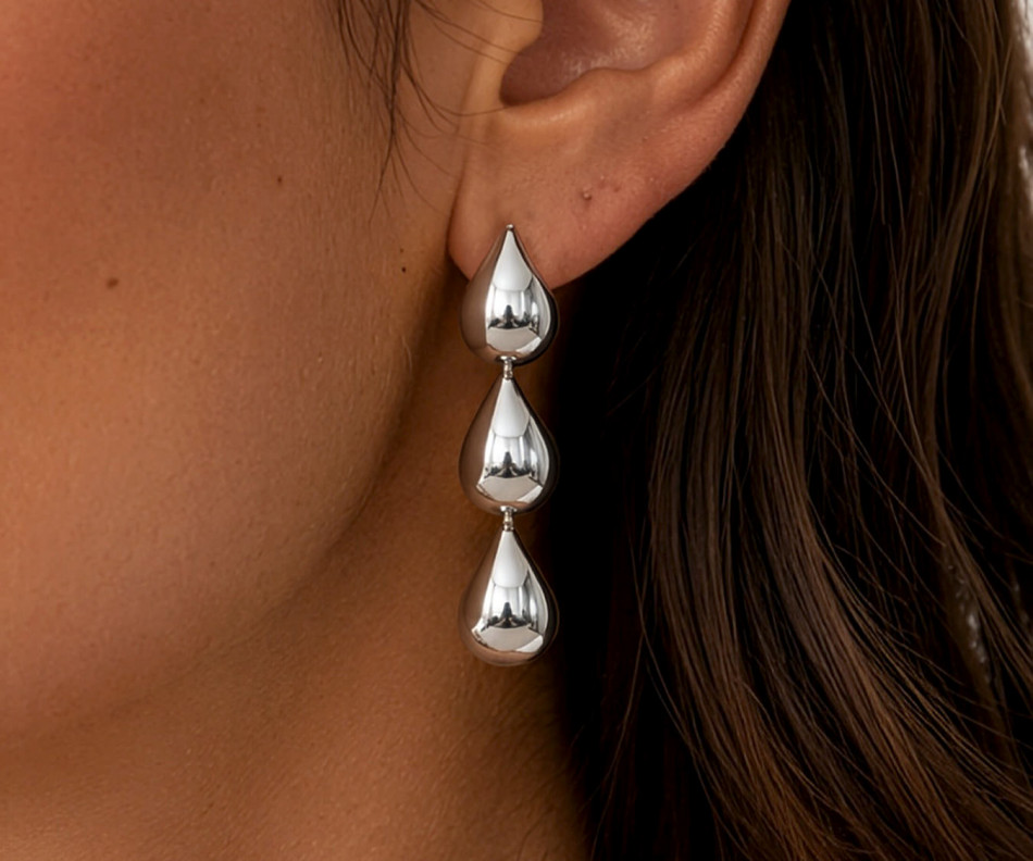 Pascal Silver Triple Drop Earrings, personal accessory