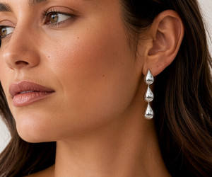 Pascal Silver Triple Drop Earrings, a jewellery piece designed as a decorative personal accessory