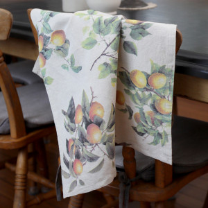 Set 2 Clermont Lemon Harvest Linen Tea Towels, household cleaning accessory