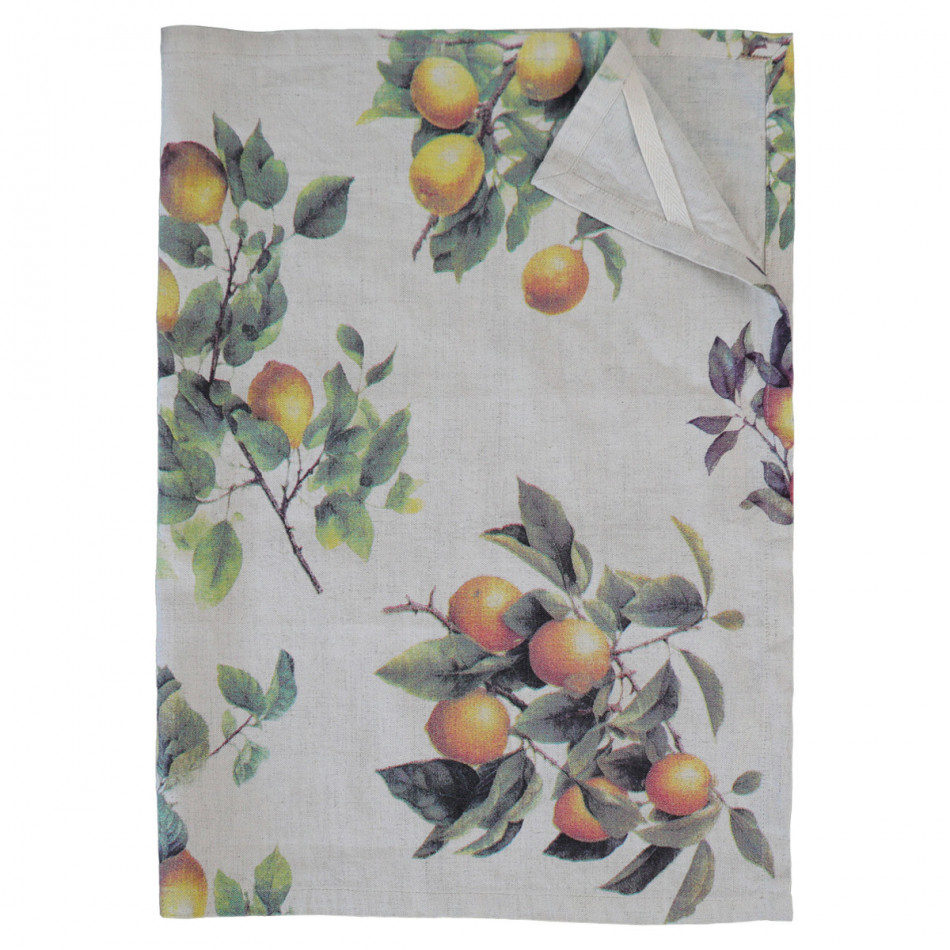 Set 2 Clermont Lemon Harvest Linen Tea Towels, a practical fabric accent for dressing and protecting a household surface