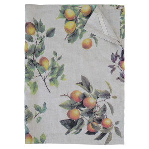 Set 2 Clermont Lemon Harvest Linen Tea Towels, a practical fabric accent for dressing and protecting a household surface