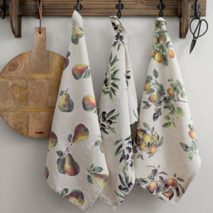 Set 2 Clermont Olive Harvest Linen Tea Towels