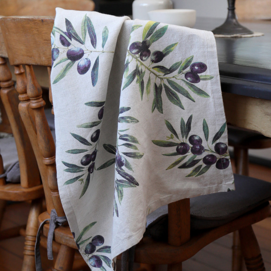 Set 2 Clermont Olive Harvest Linen Tea Towels