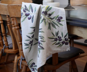 Set 2 Clermont Olive Harvest Linen Tea Towels