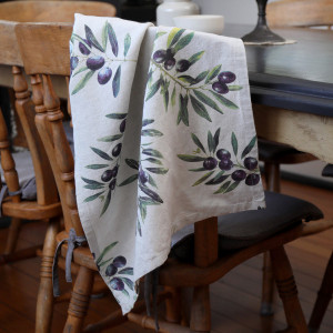 Set 2 Clermont Olive Harvest Linen Tea Towels