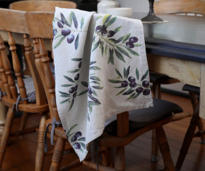 Set 2 Clermont Olive Harvest Linen Tea Towels