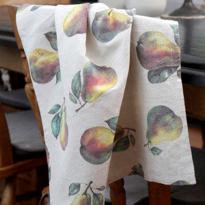 Set 2 Clermont Pear Harvest Linen Tea Towels, household cleaning accessory