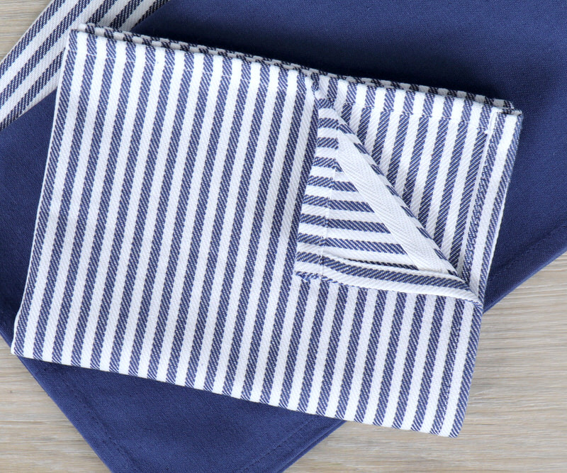 Set 3 Classic Navy Ticking Stripe Teatowels