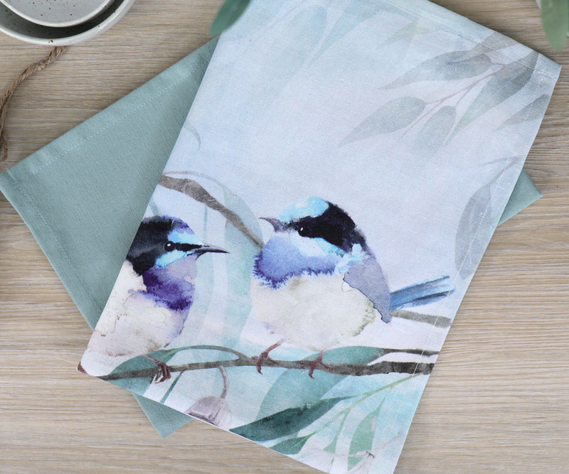 Set 2 Forest Fairy Wren Teatowels