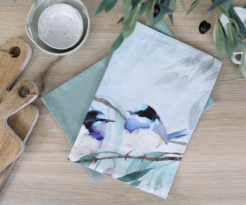 Set 2 Forest Fairy Wren Teatowels