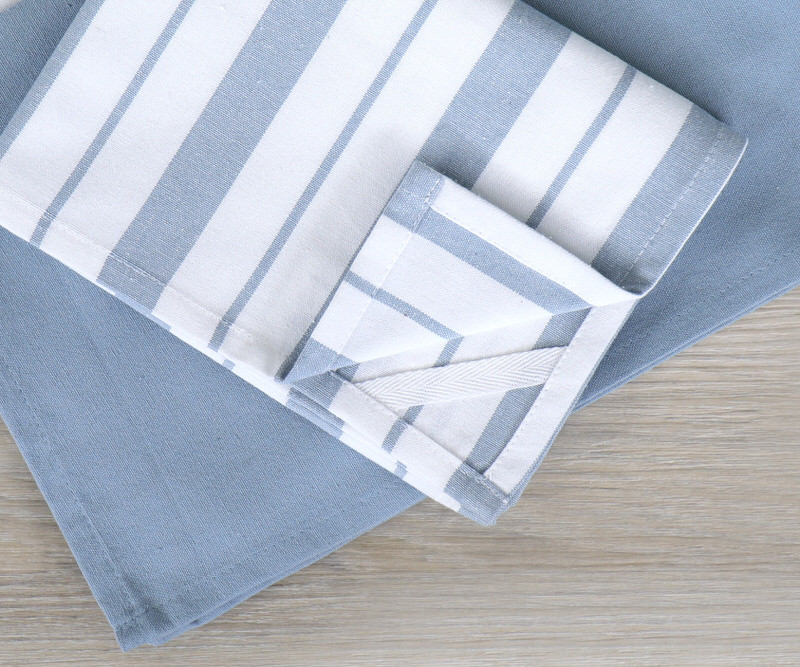 Set 3 Breton Stripe Teatowels - Powder Blue