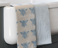 Set 2 Blue Honey Bee Tea Towels