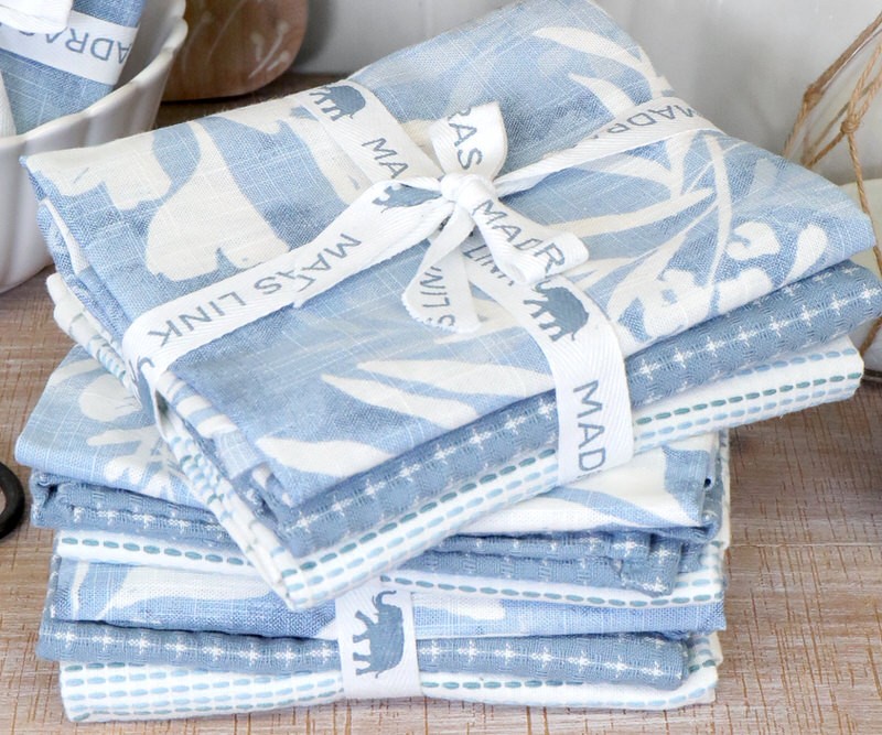 Set 3 Blue Clover Teatowels