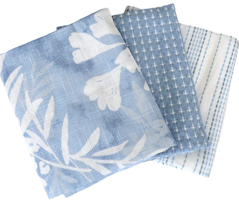 Set 3 Blue Clover Teatowels