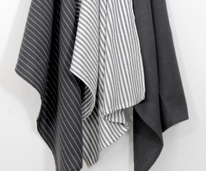 Set 3 Charcoal Villa Stripe Tea Towels