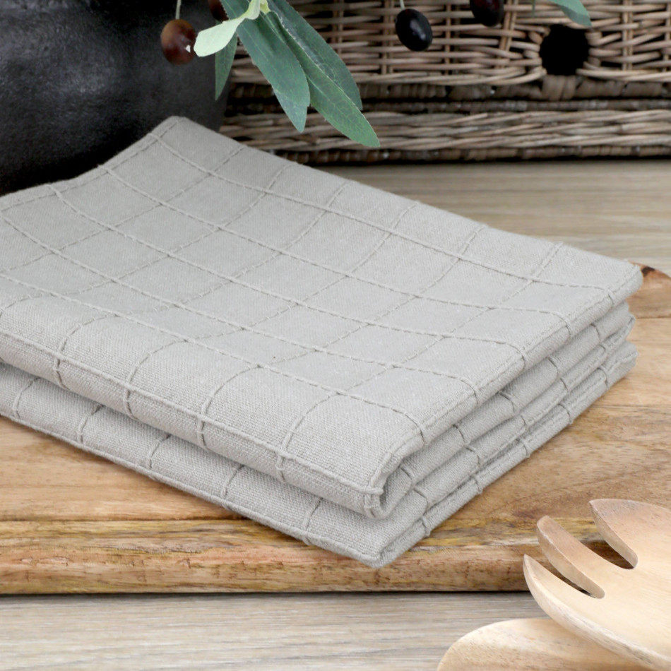 Set of 2 Dawson Teatowels - Taupe, highlighting the product's distinctive form and defining design