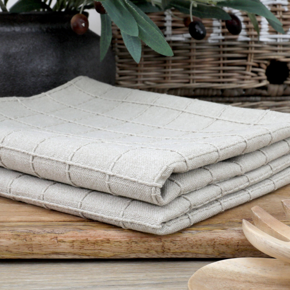 Set of 2 Dawson Teatowels - Taupe, presented as a standalone item for straightforward product identification