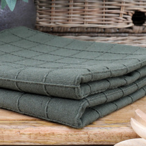 Set of 2 Dawson Teatowels - Olive Green, shown as a standalone product for clear identification