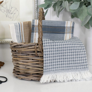Set 3 Heidi Tea Towels - Denim Blue, a textile accent for dining or kitchen use