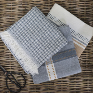 Set 3 Heidi Tea Towels - Denim Blue, decorative tableware