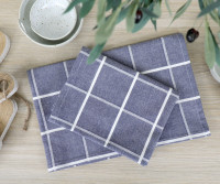 Set 2 Campbell Check Teatowels - Denim Blue