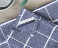 Set 2 Campbell Check Teatowels - Denim Blue