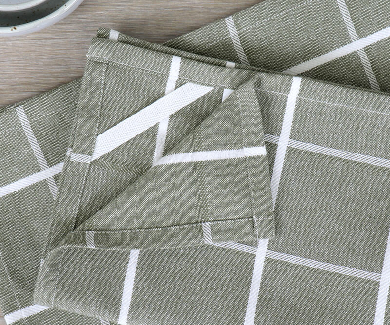 Set 2 Campbell Check Teatowels - Olive Green