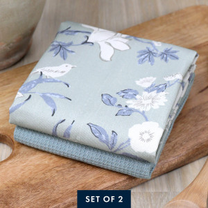 Set 2 Soft Blue Larkhill Tea Towels, household cleaning accessory