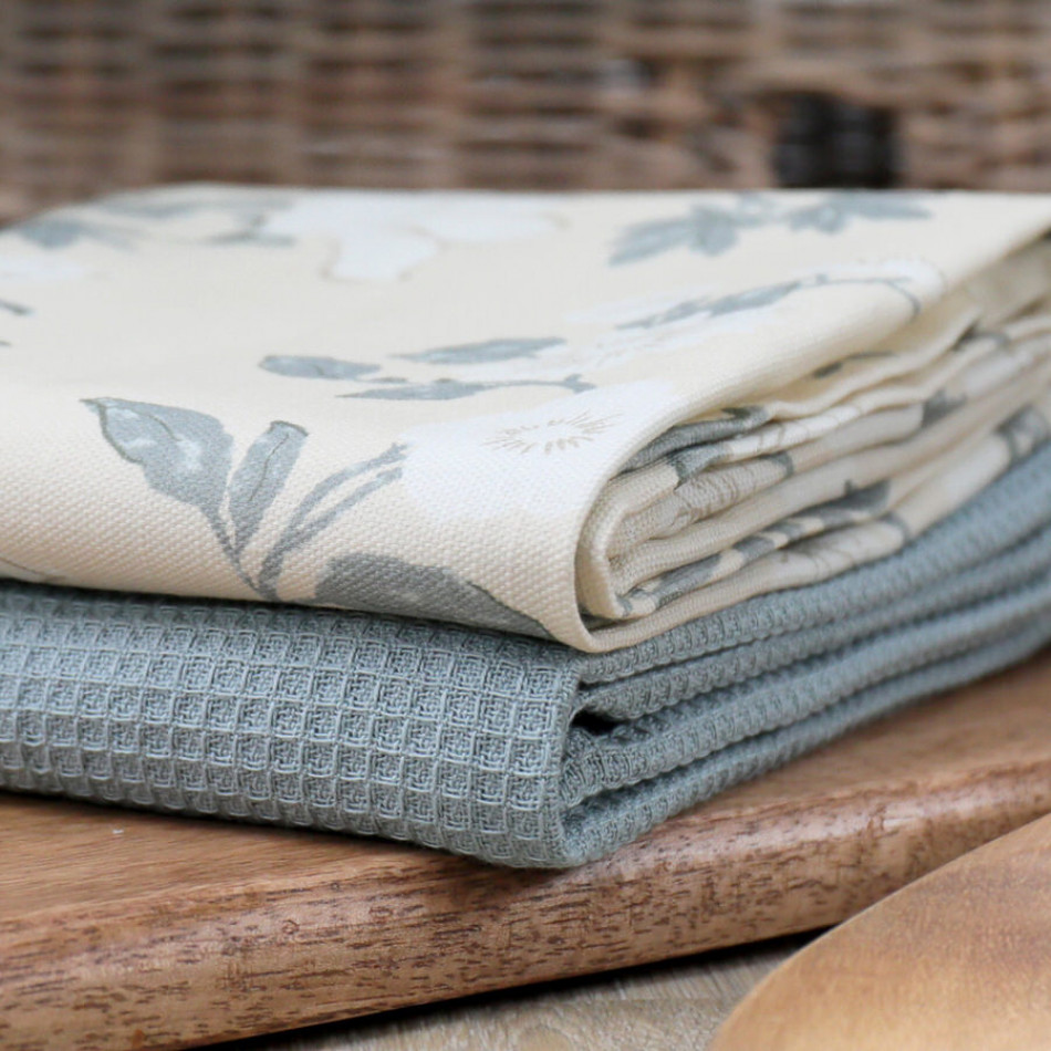 Set 2 Cream Larkhill Tea Towels, a textile accent for dining or kitchen use