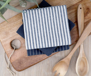 Set 3 Navy Villa Stripe Tea Towels