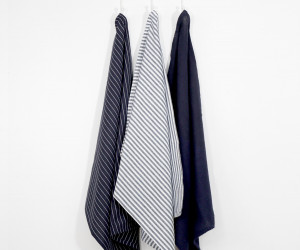 Set 3 Navy Villa Stripe Tea Towels