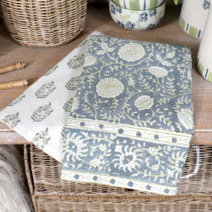 Set 2 Samara Denim Blue Floral Teatowels, shown as a standalone product for clear identification