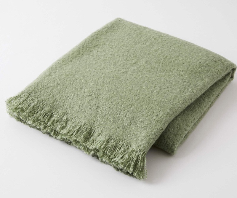 Sage Green Boucle Throw Blanket