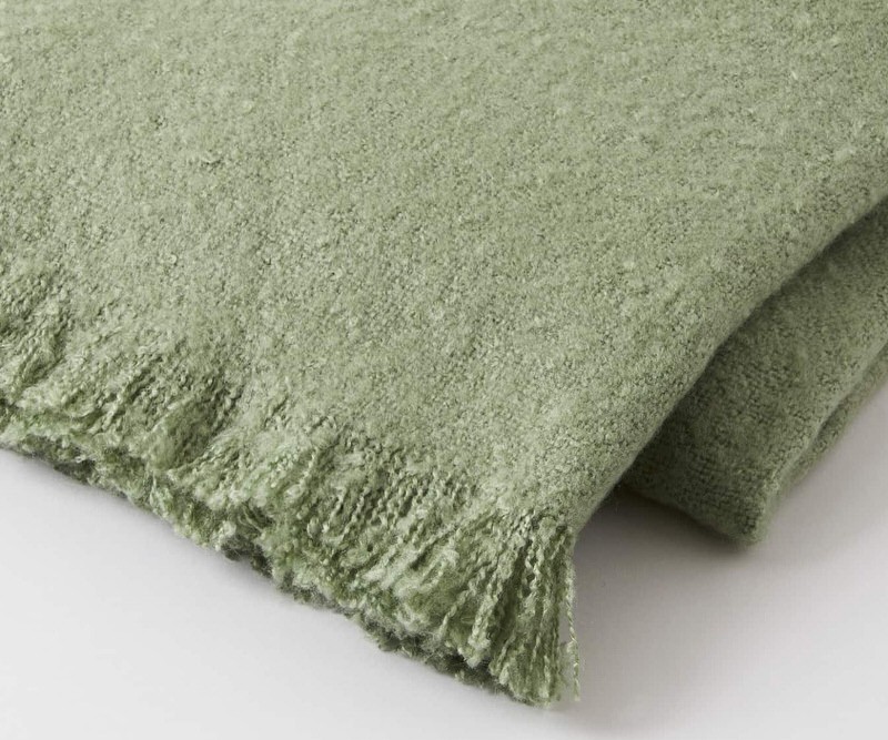 Sage Green Boucle Throw Blanket