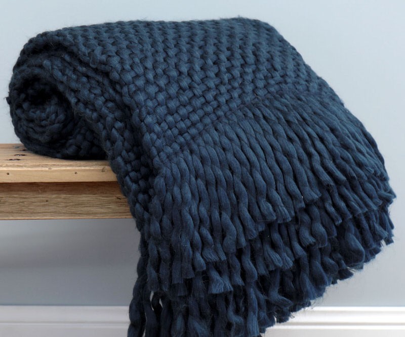 Austin Chunky Knit Throw Navy
