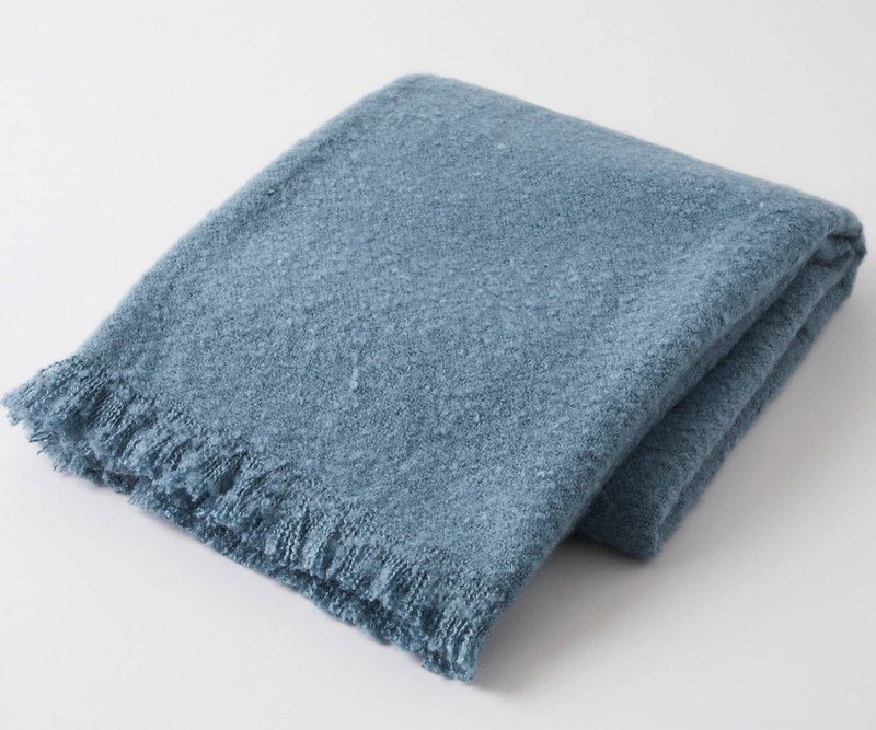 Denim Blue Boucle Throw Blanket