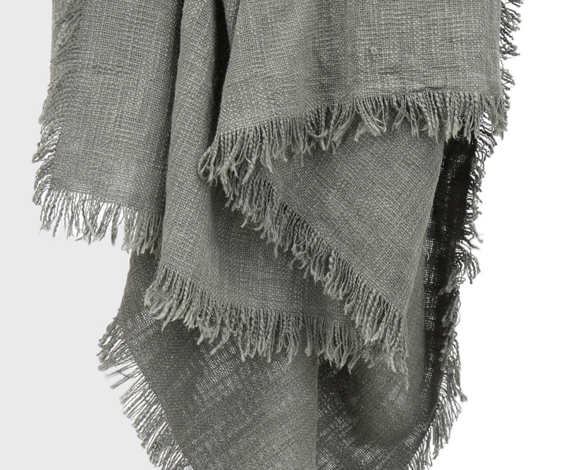 Peta Slate Grey Cotton Throw