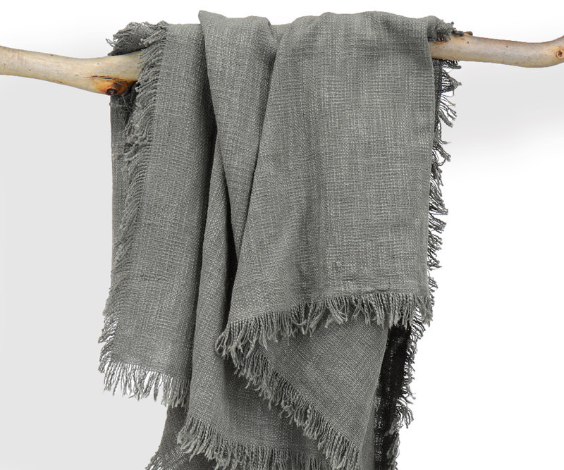 Peta Slate Grey Cotton Throw