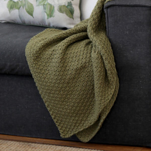 Jarah Olive Green Throw Blanket, presented as a standalone item for straightforward product identification