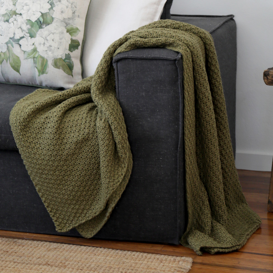 Jarah Olive Green Throw Blanket
