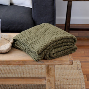 Jarah Olive Green Throw Blanket, shown as a standalone product for clear identification