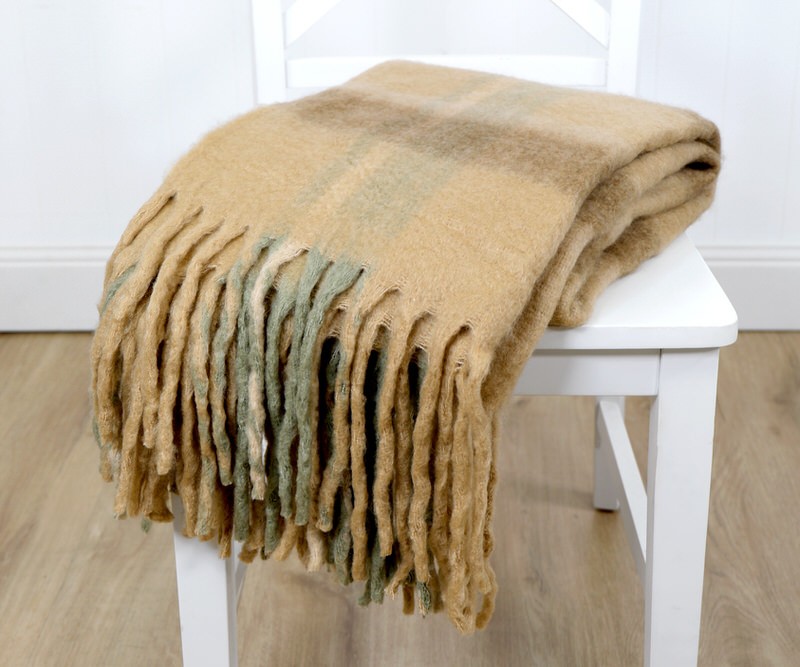 Archie Mustard Tartan Throw Blanket Beautiful home decor at French Knot
