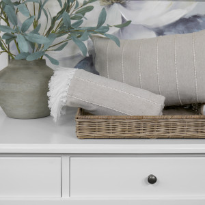Brighton Taupe Chambray Cotton Throw, shown as a standalone product for clear identification