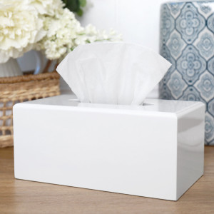 White Lacquer Tissue Box Cover, decorative home accessory