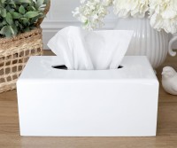 White Lacquer Tissue Box Cover