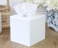 White Lacquered Tissue Box Cover